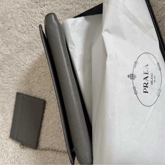 Prada Saffiano Leather Gray Wallet - Picture 5 of 16